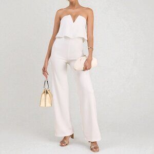 Lulus Power of Love White Strapless Jumpsuit Size Large